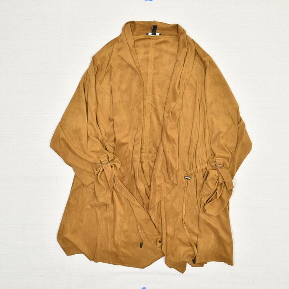 Torrid Women Open Cardigan Blazer Solid Polyester Brown Plus Size 4 Faux Suede - Picture 2 of 8